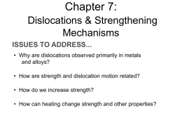 Chapter 7: Dislocations &amp; Strengthening Mechanisms ISSUES TO ADDRESS...