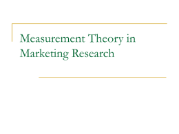 Measurement Theory in Marketing Research