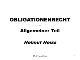 OBLIGATIONENRECHT Helmut Heiss - Allgemeiner Teil