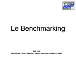 Le Benchmarking EBP 2003 Piehl Nicolas