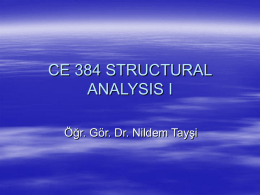CE 384 STRUCTURAL ANALYSIS I Öğr. Gör. Dr. Nildem Tayşi