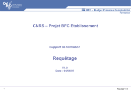 Requêtage – Projet BFC Etablissement CNRS Support de formation