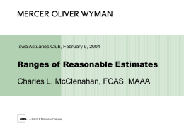Ranges of Reasonable Estimates Charles L. McClenahan, FCAS, MAAA