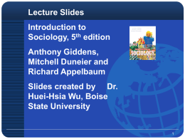 Lecture Slides Introduction to Sociology, 5 edition