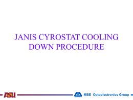 JANIS CYROSTAT COOLING DOWN PROCEDURE MBE  Optoelectronics Group