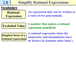 3.8 Simplify Rational Expressions Vocabulary Rational