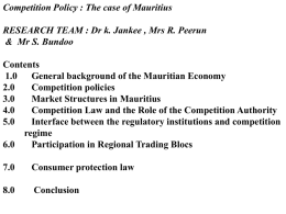 Competition Policy : The case of Mauritius
