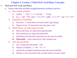 Chapter 6 Lecture 2 Hard-Soft Acid-Base Concepts I.
