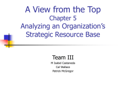A View from the Top Analyzing an Organization’s Strategic Resource Base Chapter 5