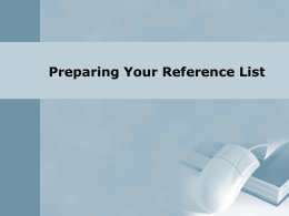 Preparing Your Reference List