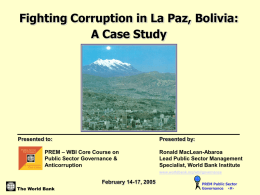 Fighting Corruption in La Paz, Bolivia: A Case Study