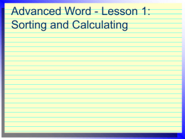 Advanced Word - Lesson 1: Sorting and Calculating