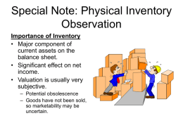 Special Note: Physical Inventory Observation