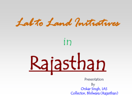 Rajasthan Lab to Land Initiatives in Presentation