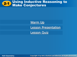 2-1 Using Inductive Reasoning to Make Conjectures Warm Up