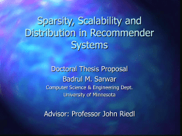 Sparsity, Scalability and Distribution in Recommender Systems Doctoral Thesis Proposal
