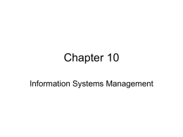 Chapter 10 Information Systems Management