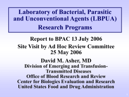 Laboratory of Bacterial, Parasitic and Unconventional Agents (LBPUA) Research Programs