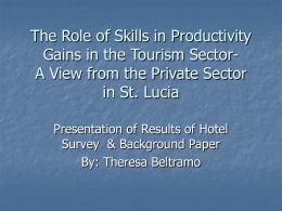The Role of Skills in Productivity Gains in the Tourism Sector-