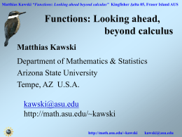 Functions: Looking ahead, beyond calculus