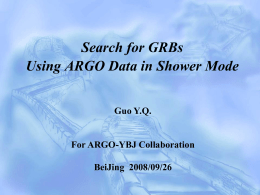 Search for GRBs Using ARGO Data in Shower Mode Guo Y.Q.