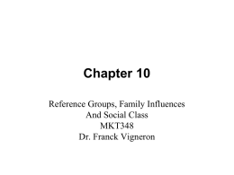 Chapter 10 Reference Groups, Family Influences And Social Class MKT348