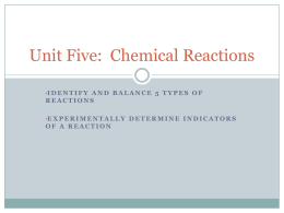 Unit Five:  Chemical Reactions