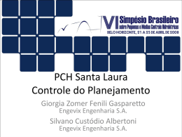 PCH Santa Laura Controle do Planejamento Giorgia Zomer Fenili Gasparetto Silvano Custódio Albertoni