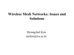 Wireless Mesh Networks: Issues and Solutions Myungchul Kim