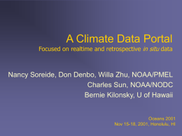 A Climate Data Portal Nancy Soreide, Don Denbo, Willa Zhu, NOAA/PMEL