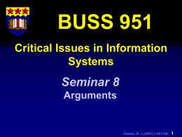 BUSS 951 Seminar 8 Critical Issues in Information Systems