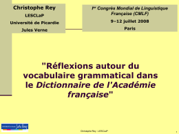 &#34;Réflexions autour du vocabulaire grammatical dans Dictionnaire de l'Académie française