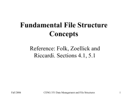 Fundamental File Structure Concepts Reference: Folk, Zoellick and Riccardi. Sections 4.1, 5.1
