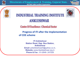 Progress of ITI after the Implementation of COE scheme ITI Ankleshwar