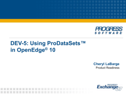 ™ DEV-5: Using ProDataSets in OpenEdge 10