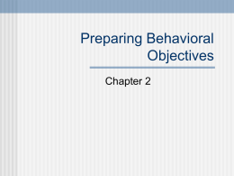 Preparing Behavioral Objectives Chapter 2