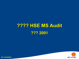 ???? HSE MS Audit ??? 2001 M-1 5/24/2016 SIEP  EP-HSE