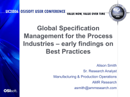 Global Specification Management for the Process – early findings on Industries