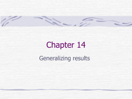 Chapter 14 Generalizing results