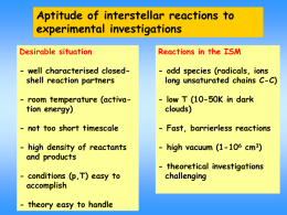 Aptitude of interstellar reactions to experimental investigations