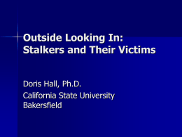 Outside Looking In: Stalkers and Their Victims Doris Hall, Ph.D. California State University