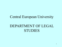 Central European University DEPARTMENT OF LEGAL STUDIES 1