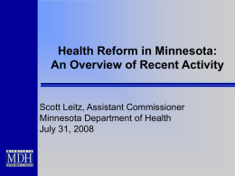 Health Reform in Minnesota: An Overview of Recent Activity