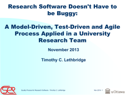 Research Software Doesn't Have to be Buggy: A Model-Driven, Test-Driven and Agile