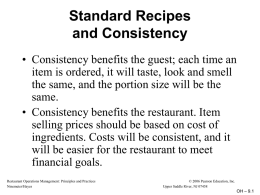Standard Recipes and Consistency