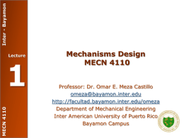 1 Mechanisms Design MECN 4110