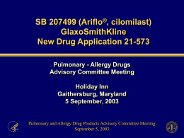 SB 207499 (Ariflo , cilomilast) GlaxoSmithKline New Drug Application 21-573