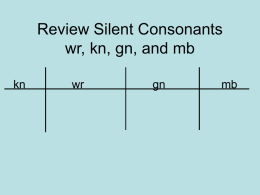 Review Silent Consonants wr, kn, gn, and mb kn wr