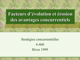 Facteurs d’évolution et érosion des avantages concurrentiels Stratégies concurrentielles 4-460