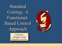 Standard Costing:  A Functional- Based Control